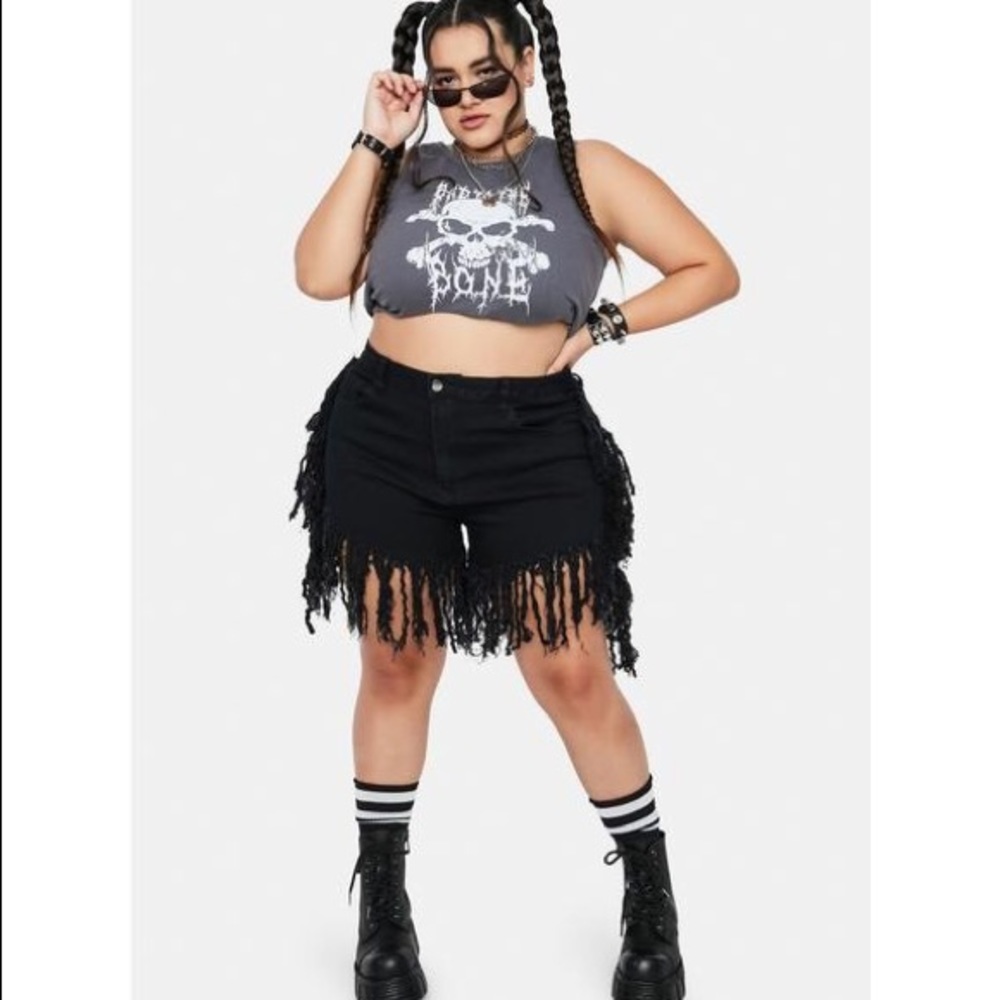American Bazi NWT! Fringe Denim Shorts